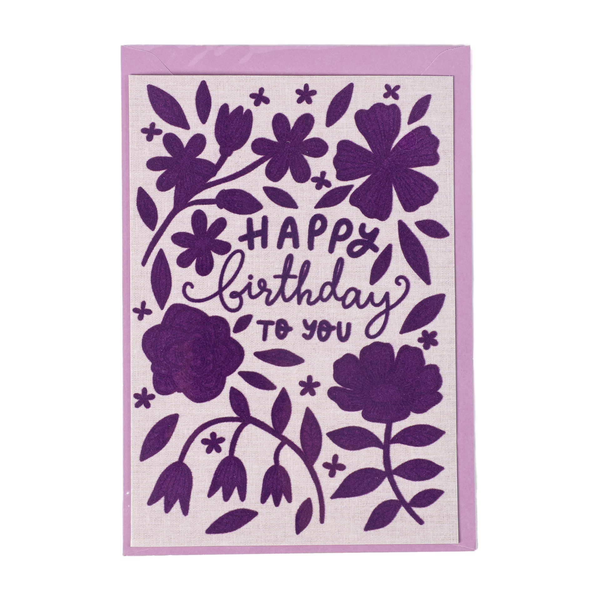 Flocking purple birthday card BA015